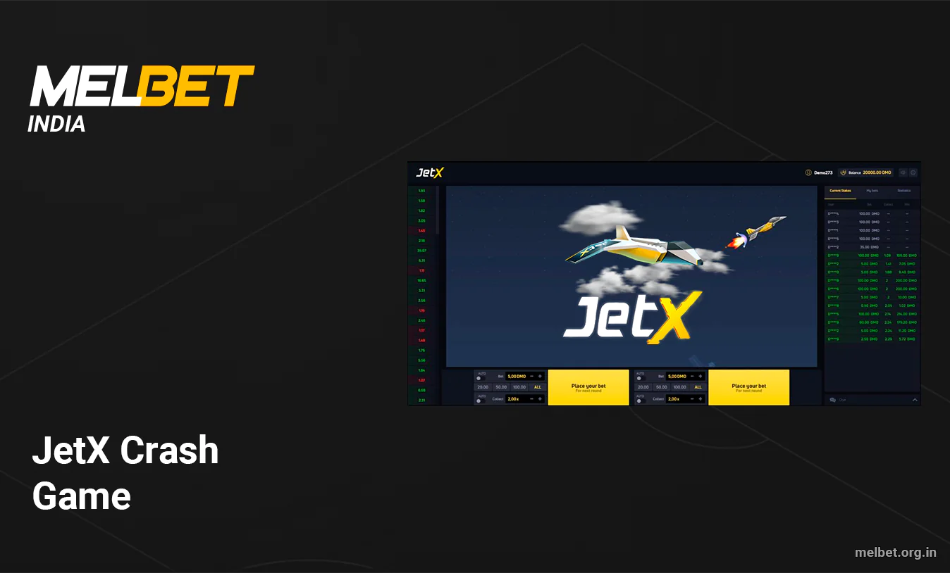 You can play JetX Crash Game at Melbet