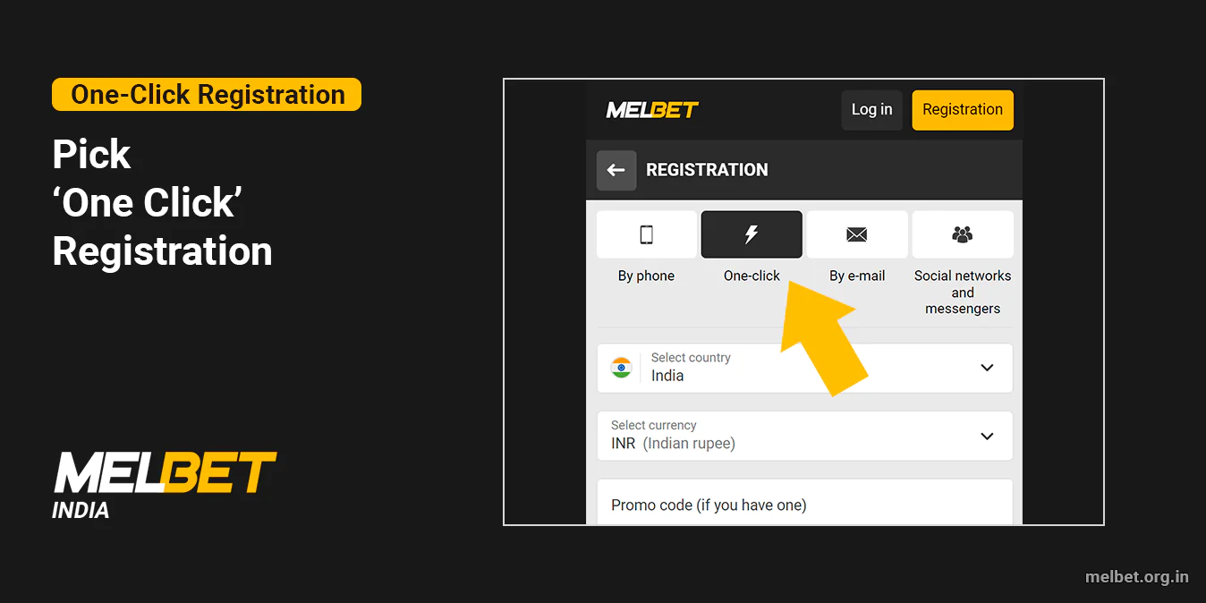 Pick 'One-click' registration - Melbet India