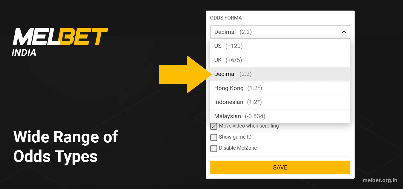 You Can Choose Various Range of Odds Types