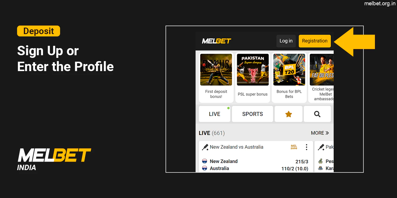 Log in to Melbet to make a Deposit