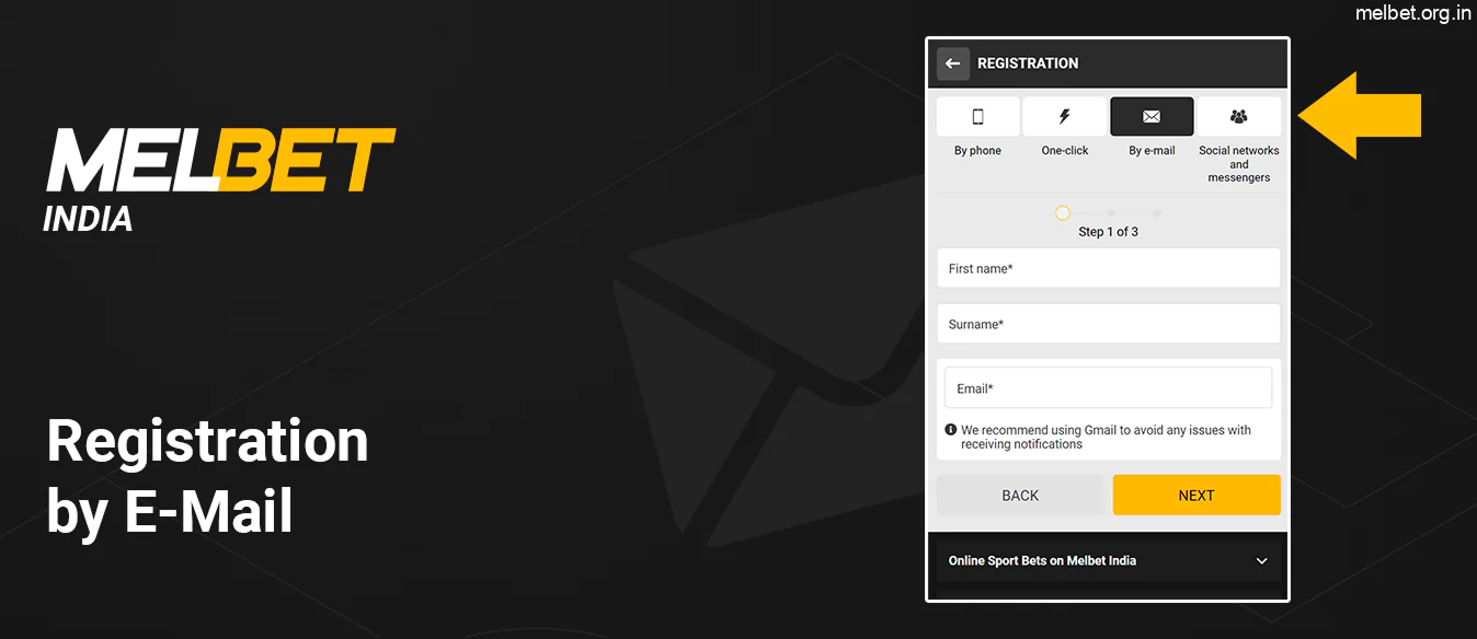 Melbet Registration by E-Mail
